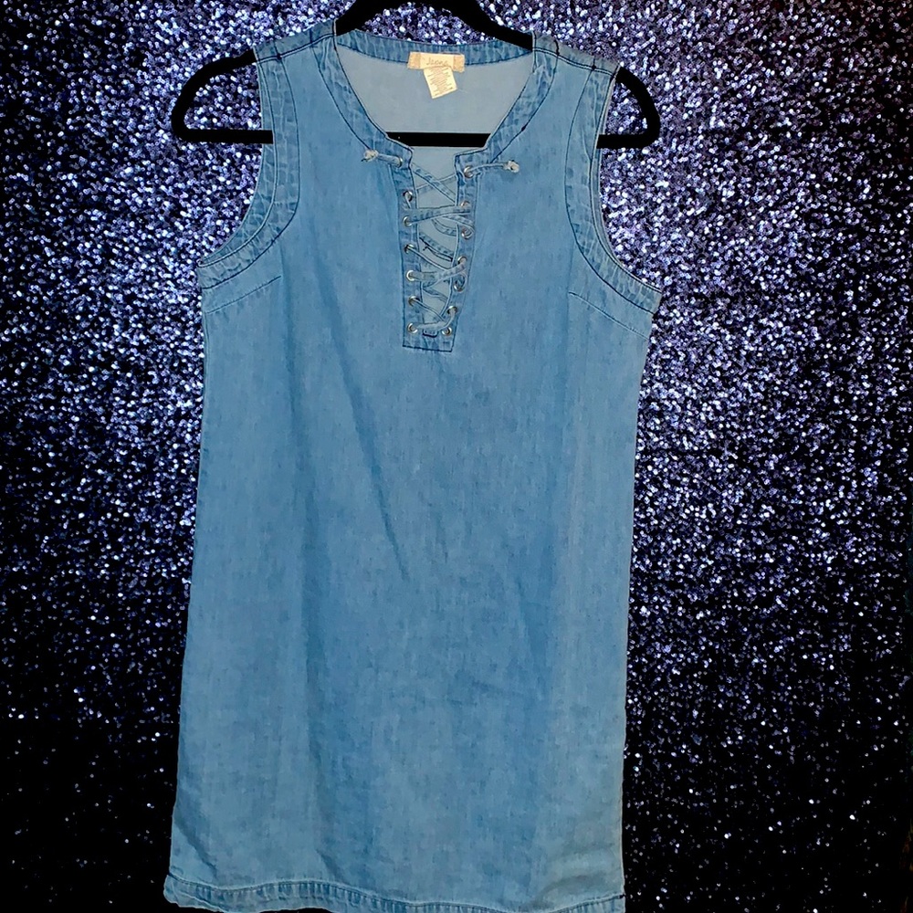 Jean dress crochet chest